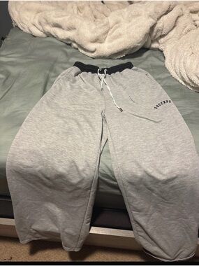 Gray 'Success' Logo Drawstring Sweatpants for Women